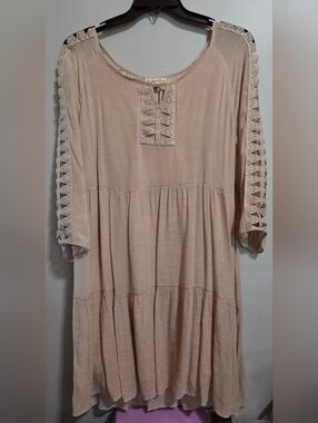 Indigo Rose Cream Crochet-Trim Dress